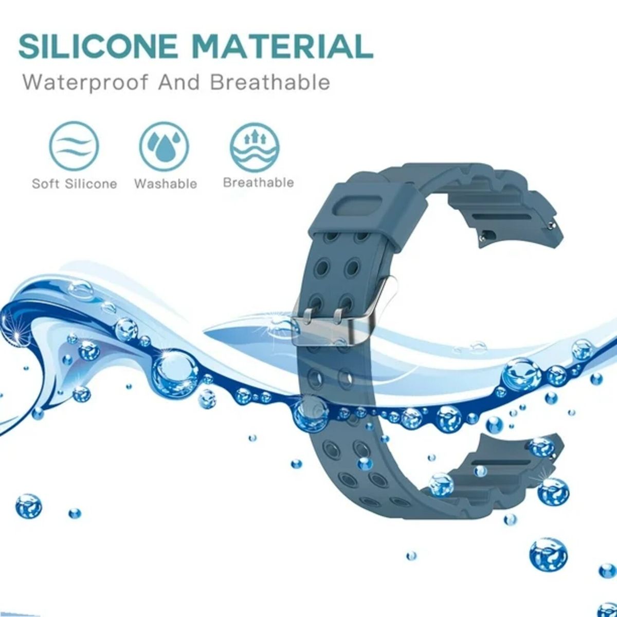 GENERICO - Correa Silicona con Relieve para Samsung Watch 7 - Azul Acero