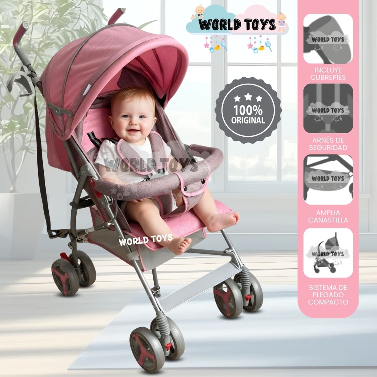 BABY - Coche Bastón «MAINSON» Pink