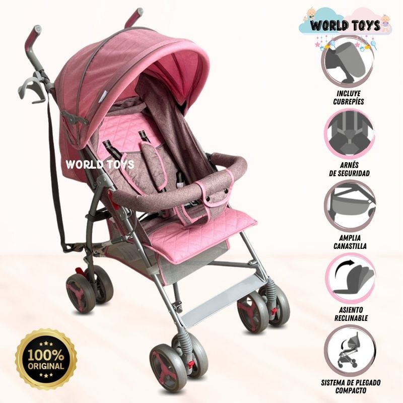 BABY - Coche Bastón «MAINSON» Pink