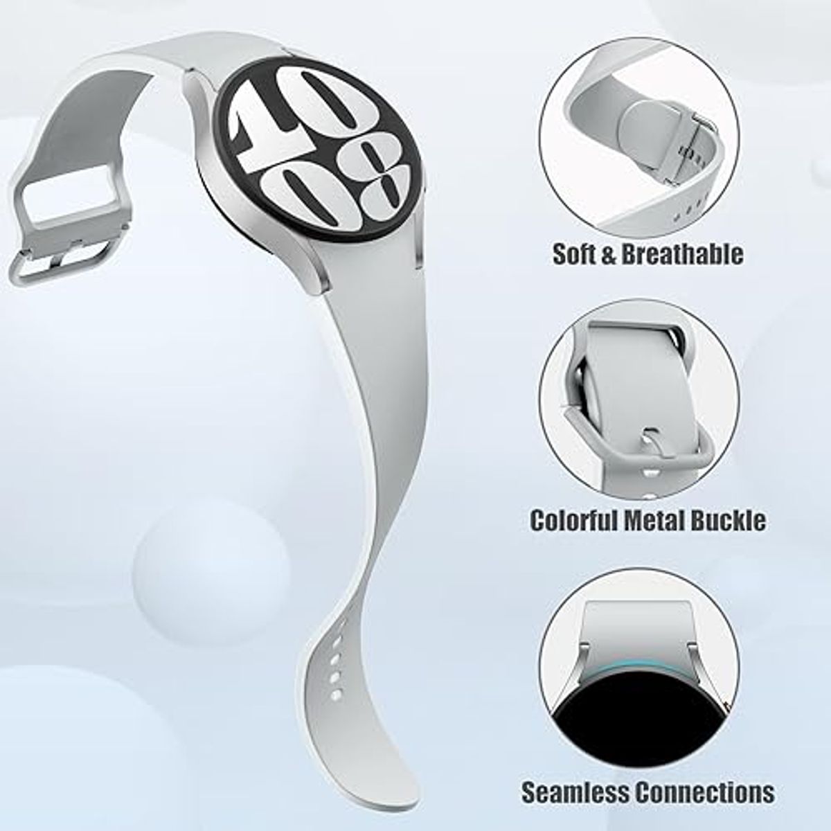 GENERICO - Correa Silicona para Samsung Watch 7 - Blanco