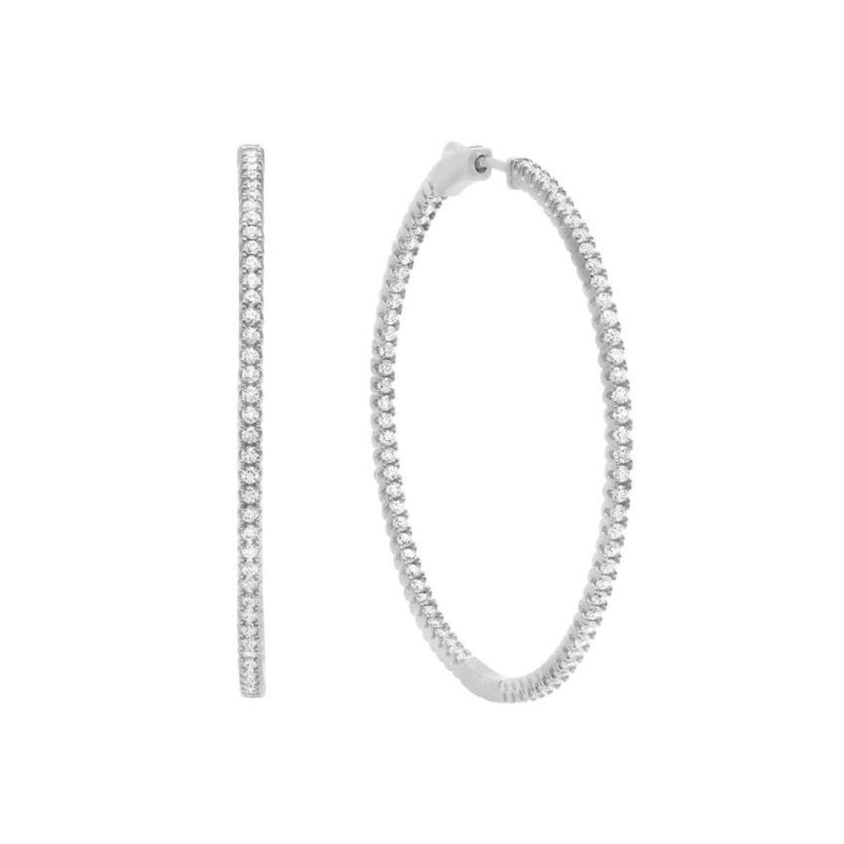 CRISLU - Pendientes de Aro Pavé Pequeños en Platino