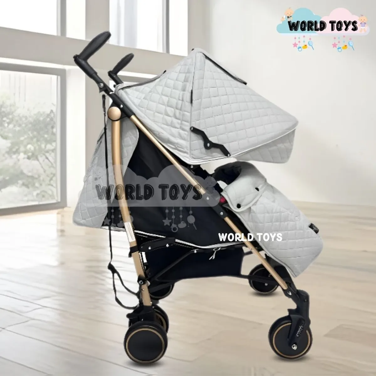 BABY - Coche Bastón Mango Giratorio «NAMILE» de Lujo Gray