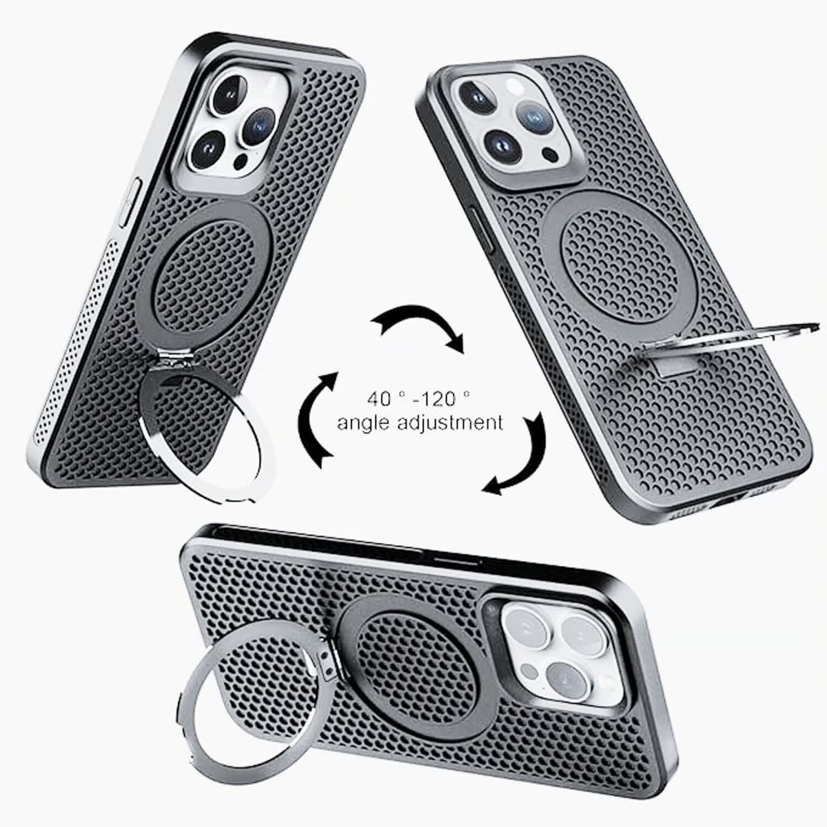 GENERICO - Case Con Soporte Magnetico 360 para iPhone 14 - Gris