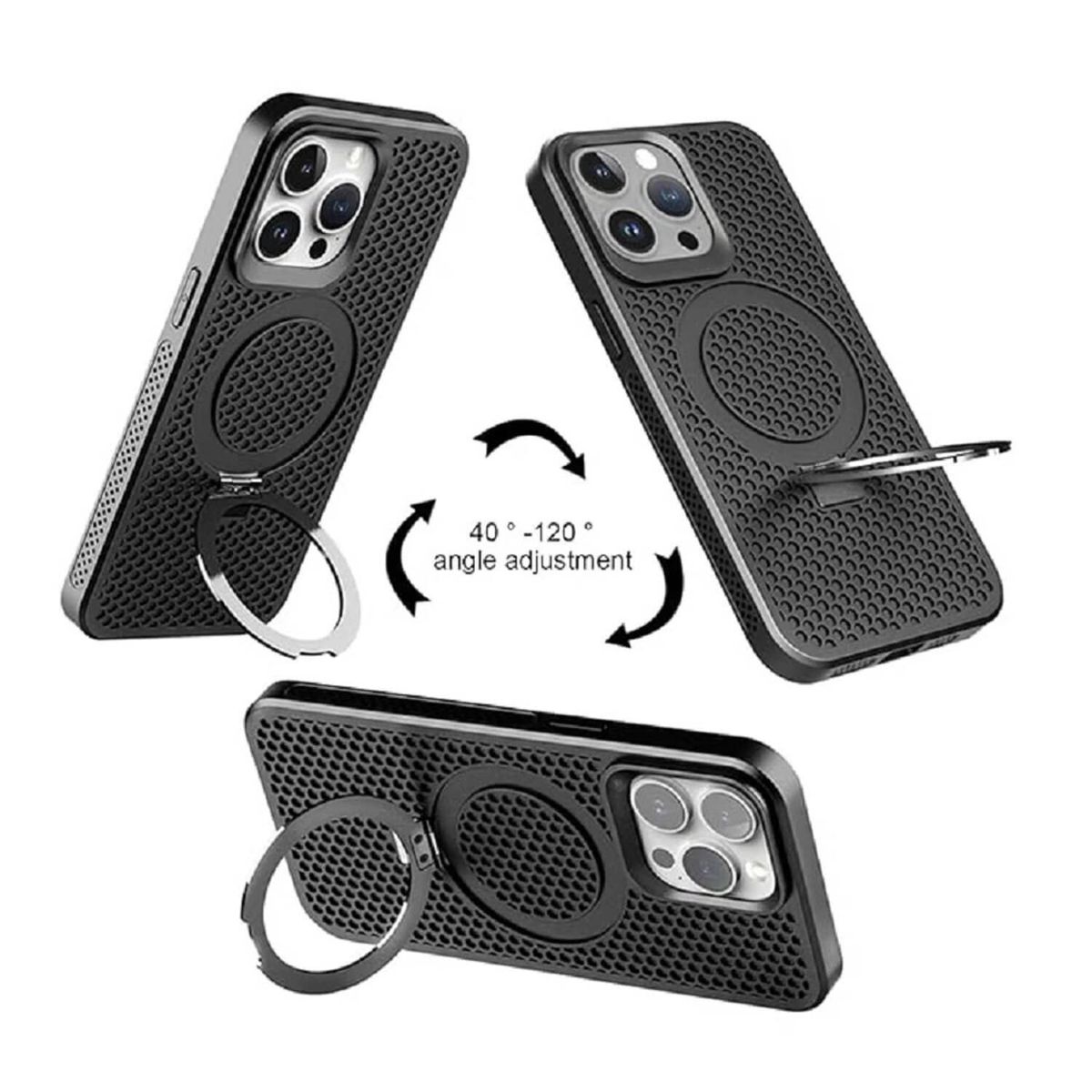 GENERICO - Case Con Soporte Magnetico 360 para iPhone 14 - Negro