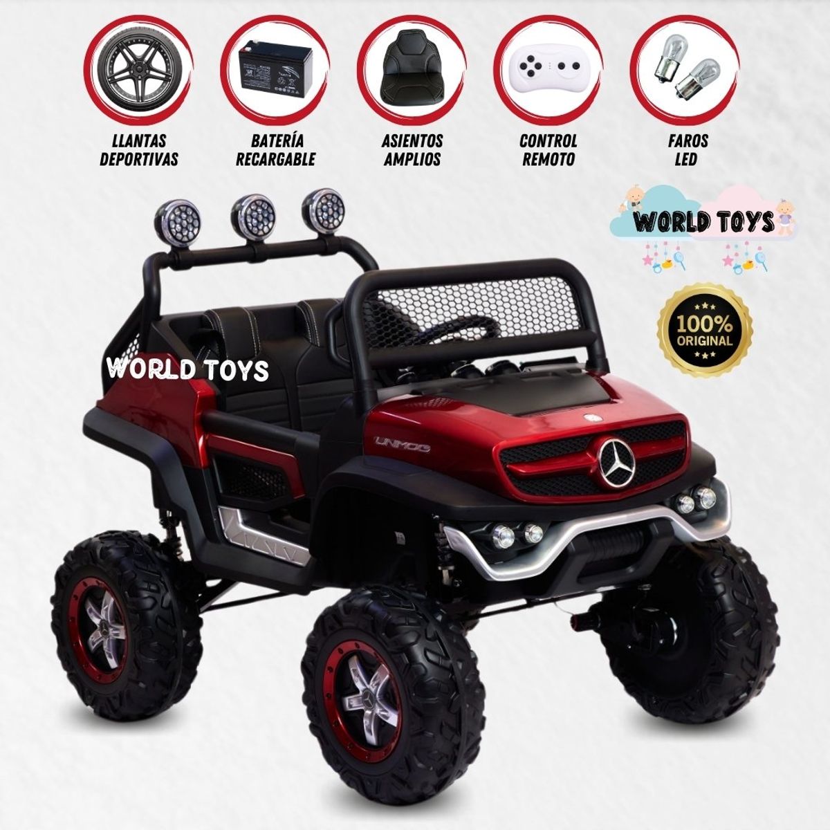 MERCEDES BENZ - Carro a Batería 4 x 4 «OBELIX» Todo Terreno Borgoña