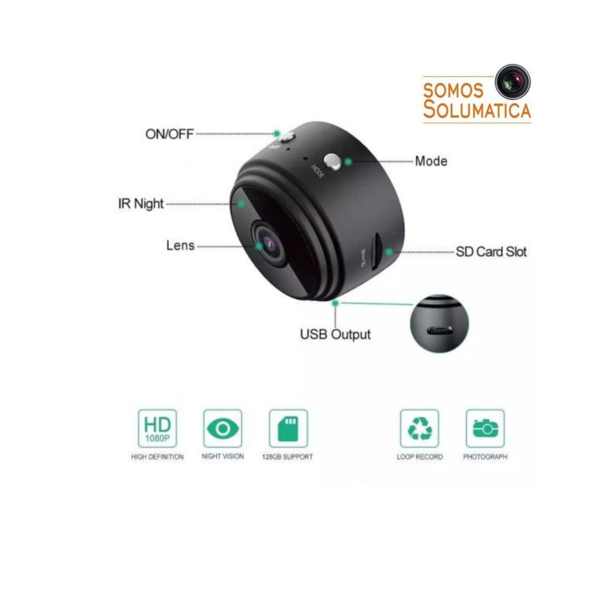 GENERICO - MINI CÁMARA ESPÍA A9 portátil