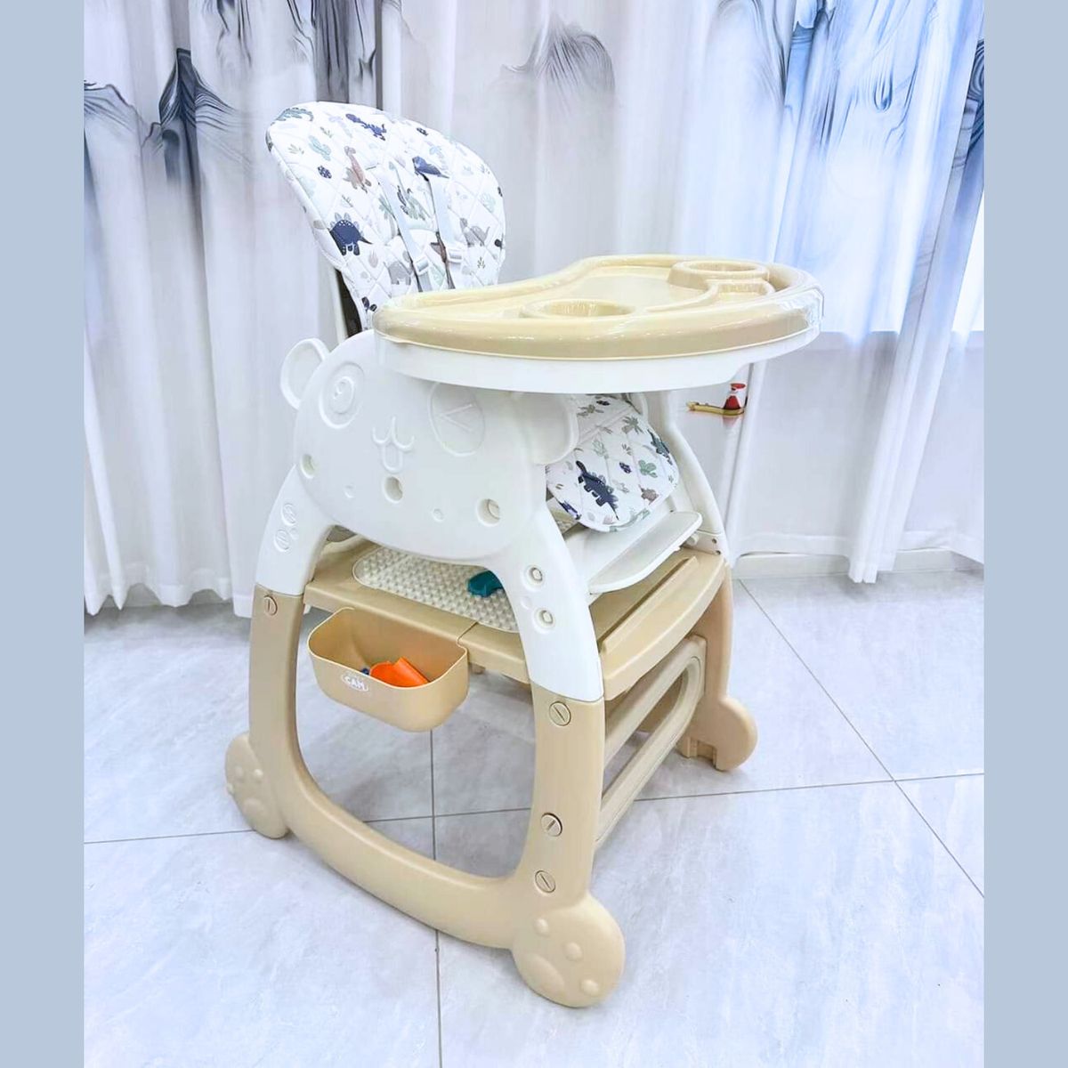 CAM - Silla de comer para bebe CARPETA PANDA BEIGE 4 en 1