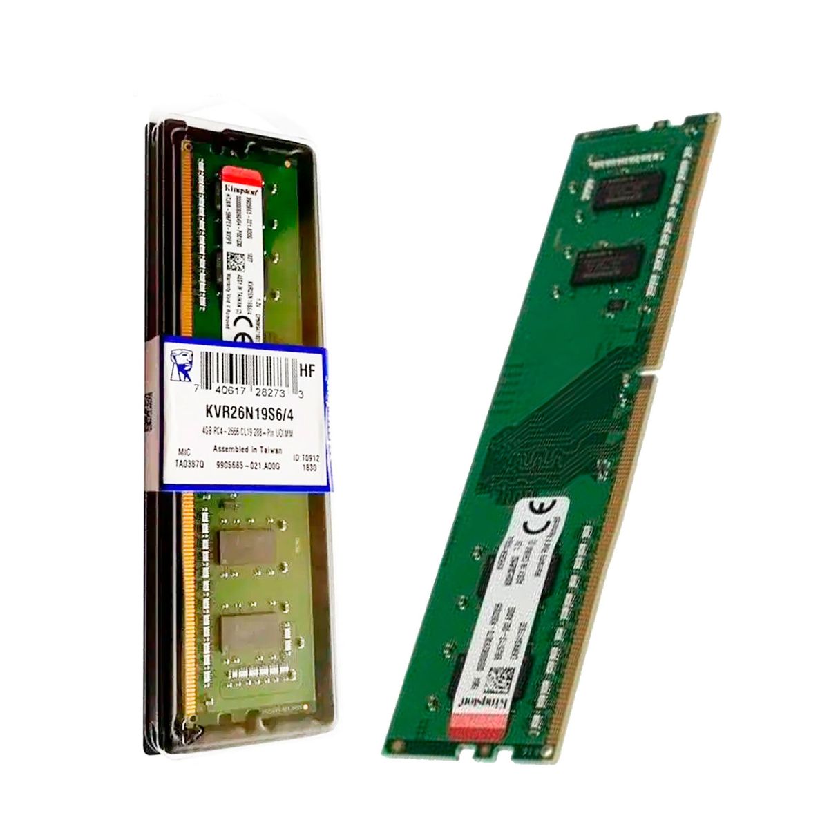 KINGSTON - MEMORIA RAM KINGSTON DIMM 4GB DDR4 2666MHZ PC4-21300 P/N: KVR26N19S6/4