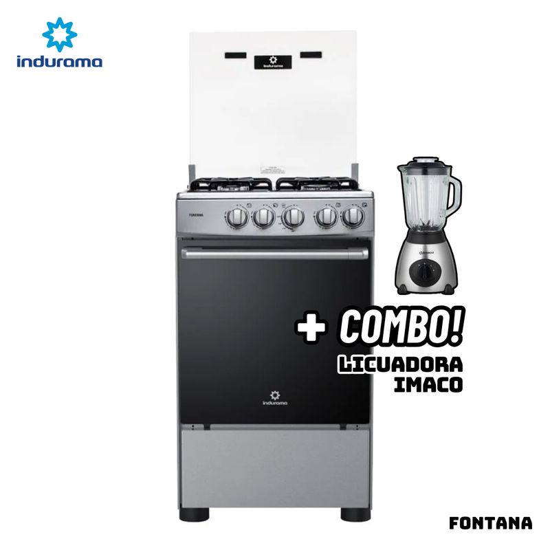 INDURAMA - COCINA DE PIE INDURAMA A GAS 4 HORNILLAS - FONTANA + LICUADORA IMACO