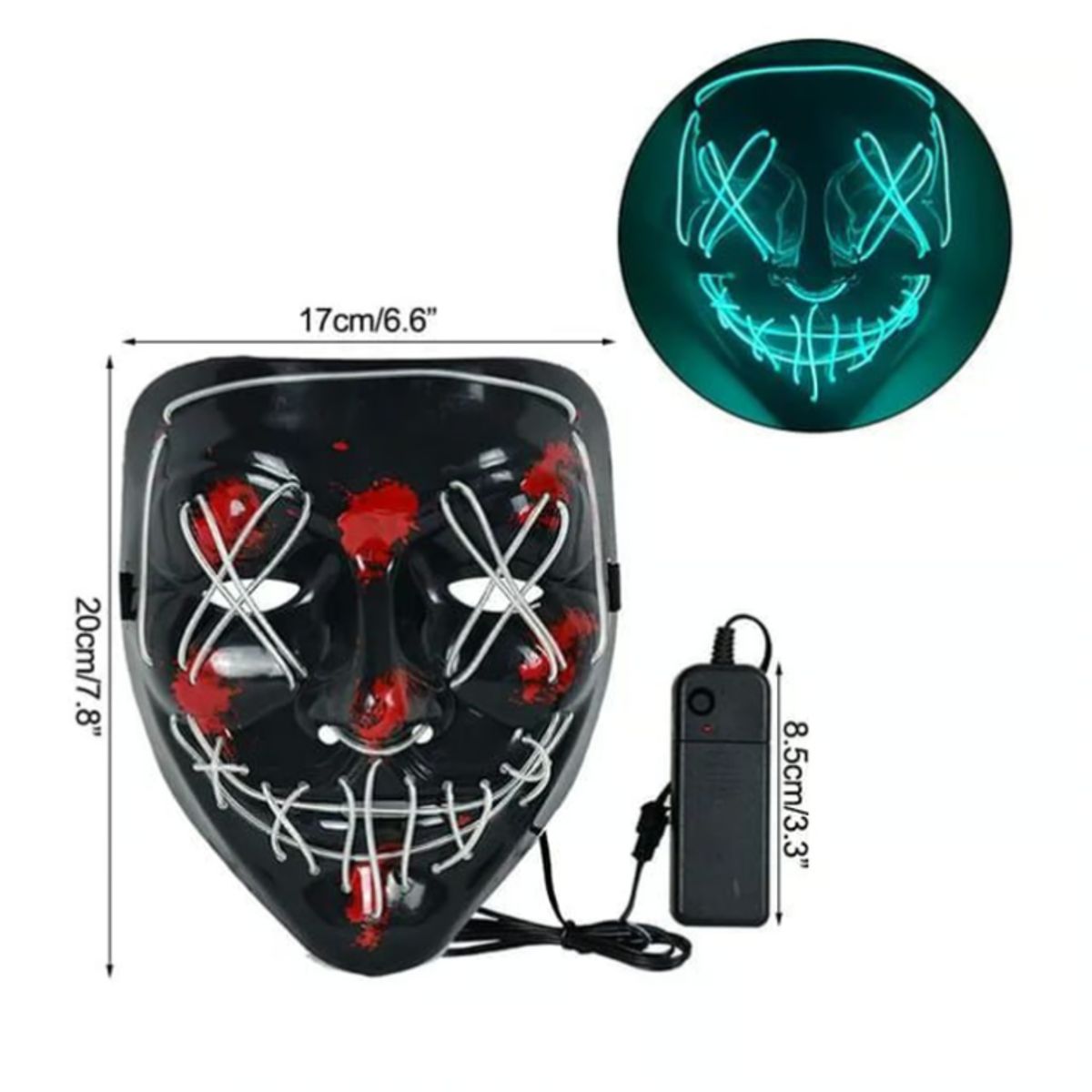 GENERICO - Máscara de purga de Halloween máscara de luz LED
