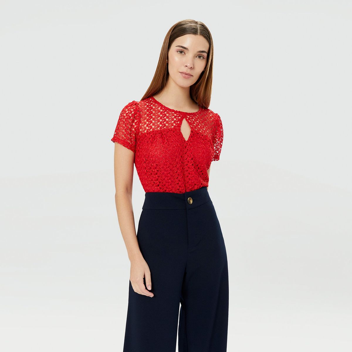 CAMILA VIALI - Camila Viali Blusa Alana Rojo Manga Corta