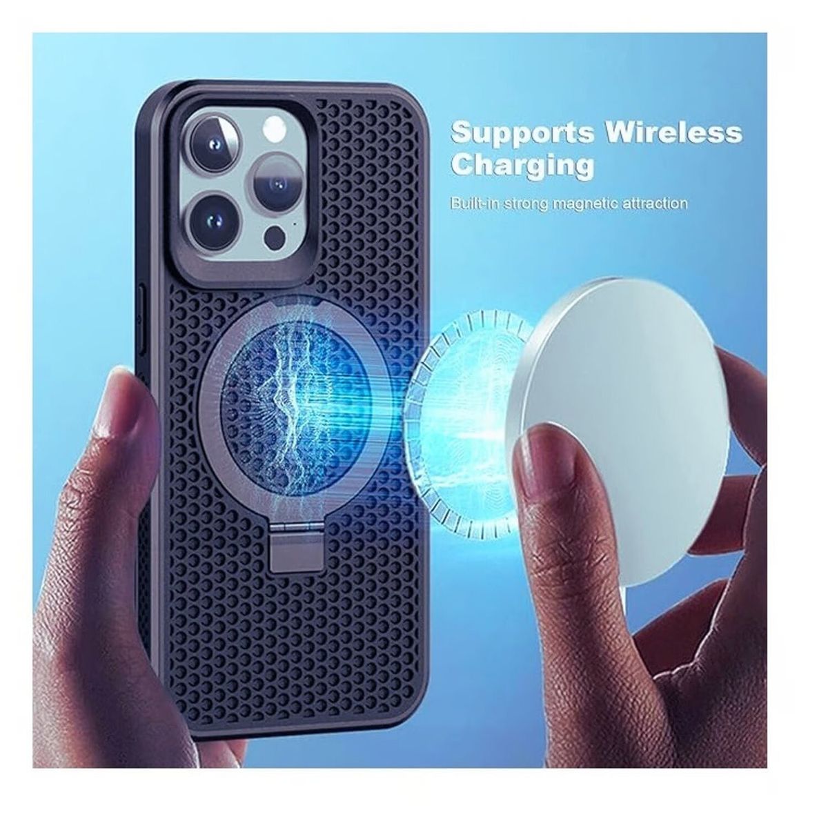 GENERICO - Case Con Soporte Magnetico 360 para iPhone 13 Pro Max  - Azul