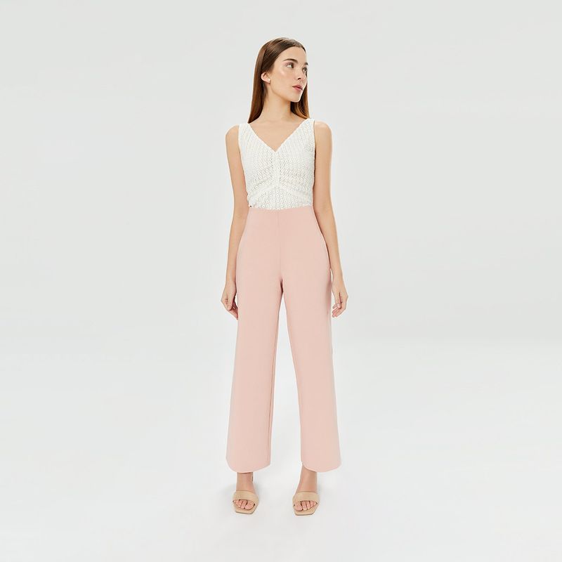 CAMILA VIALI - Camila Viali Pantalón Lunete Rosa Tiro Recto