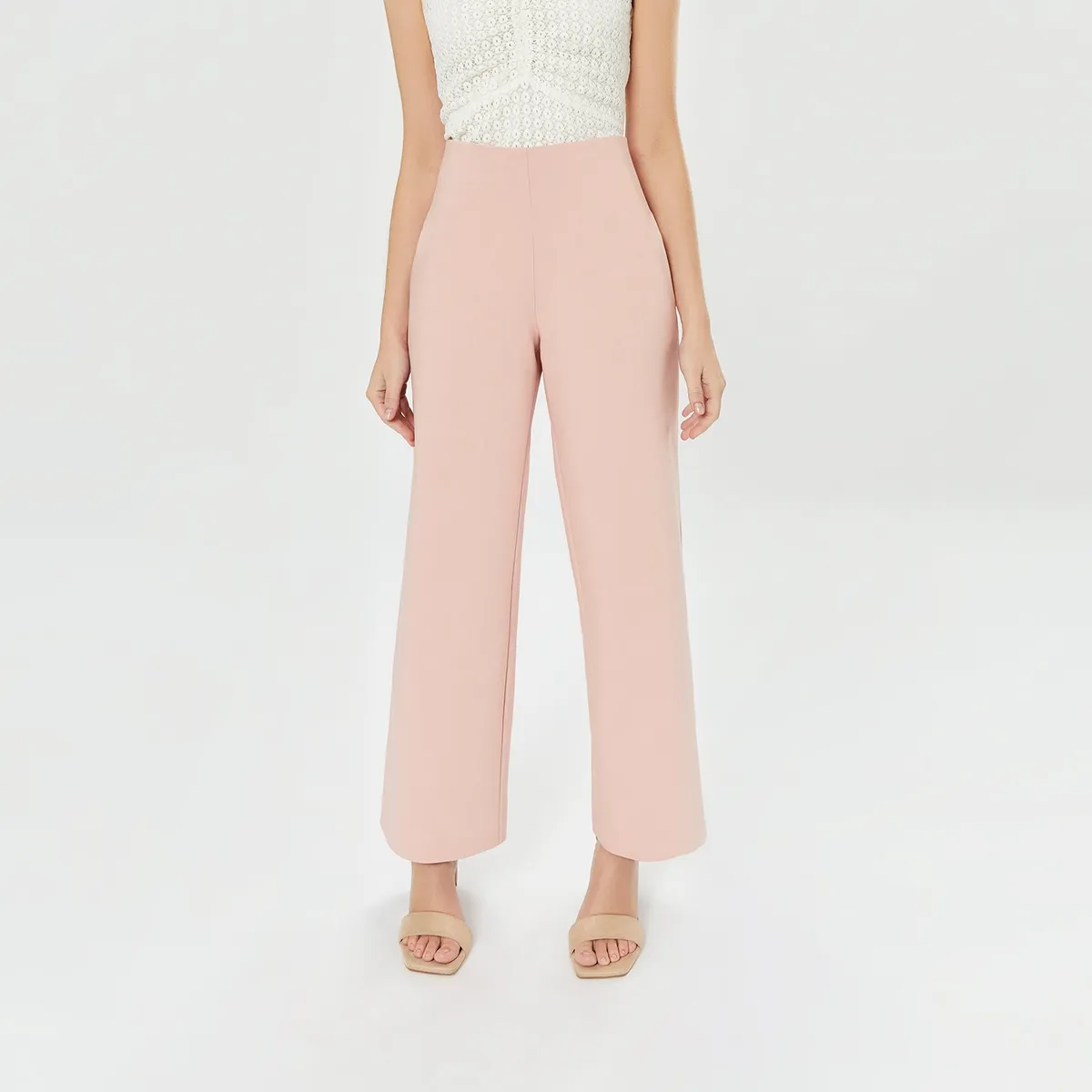 CAMILA VIALI - Camila Viali Pantalón Lunete Rosa Tiro Recto