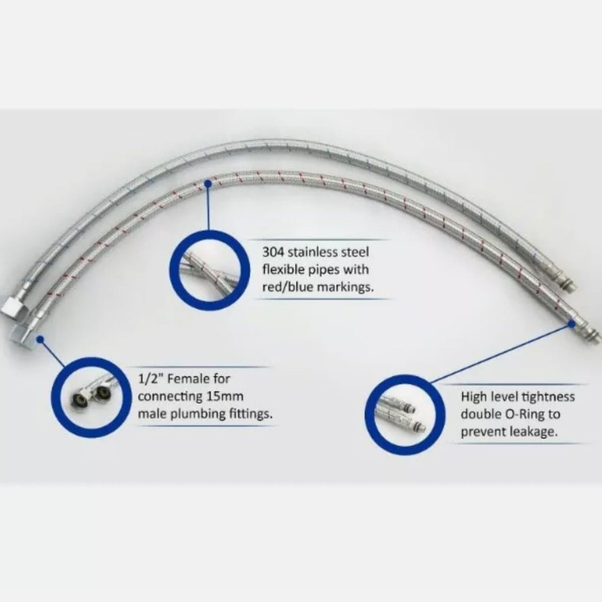 GENERICO - Juego de 2 Tubo de Abasto 50cm para Grifo Mezcladora Monocomando