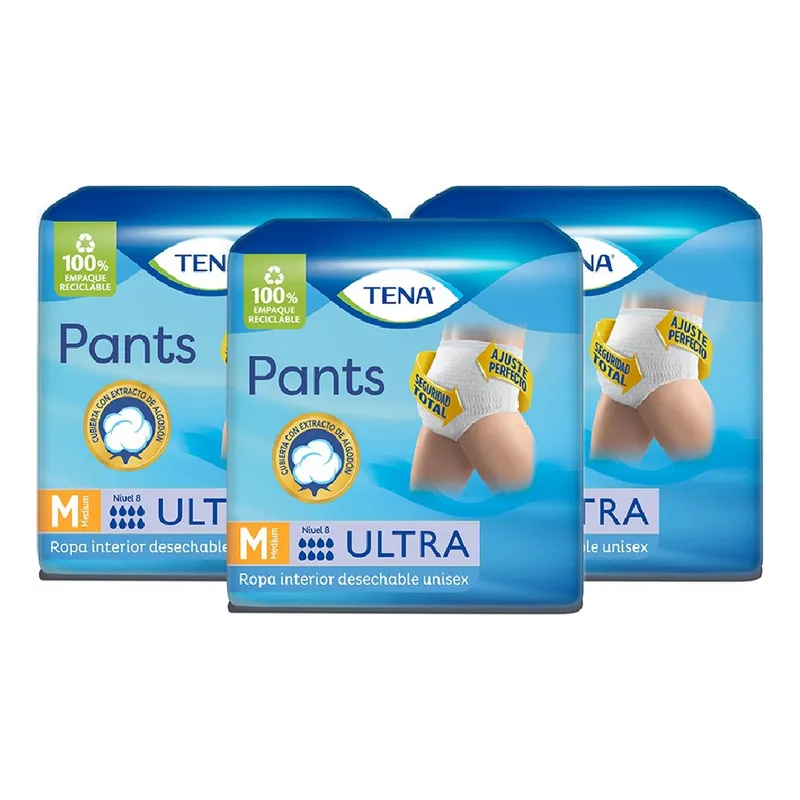 TENA - Ropa interior adultos tena pants ultra talla m 10un pack x3