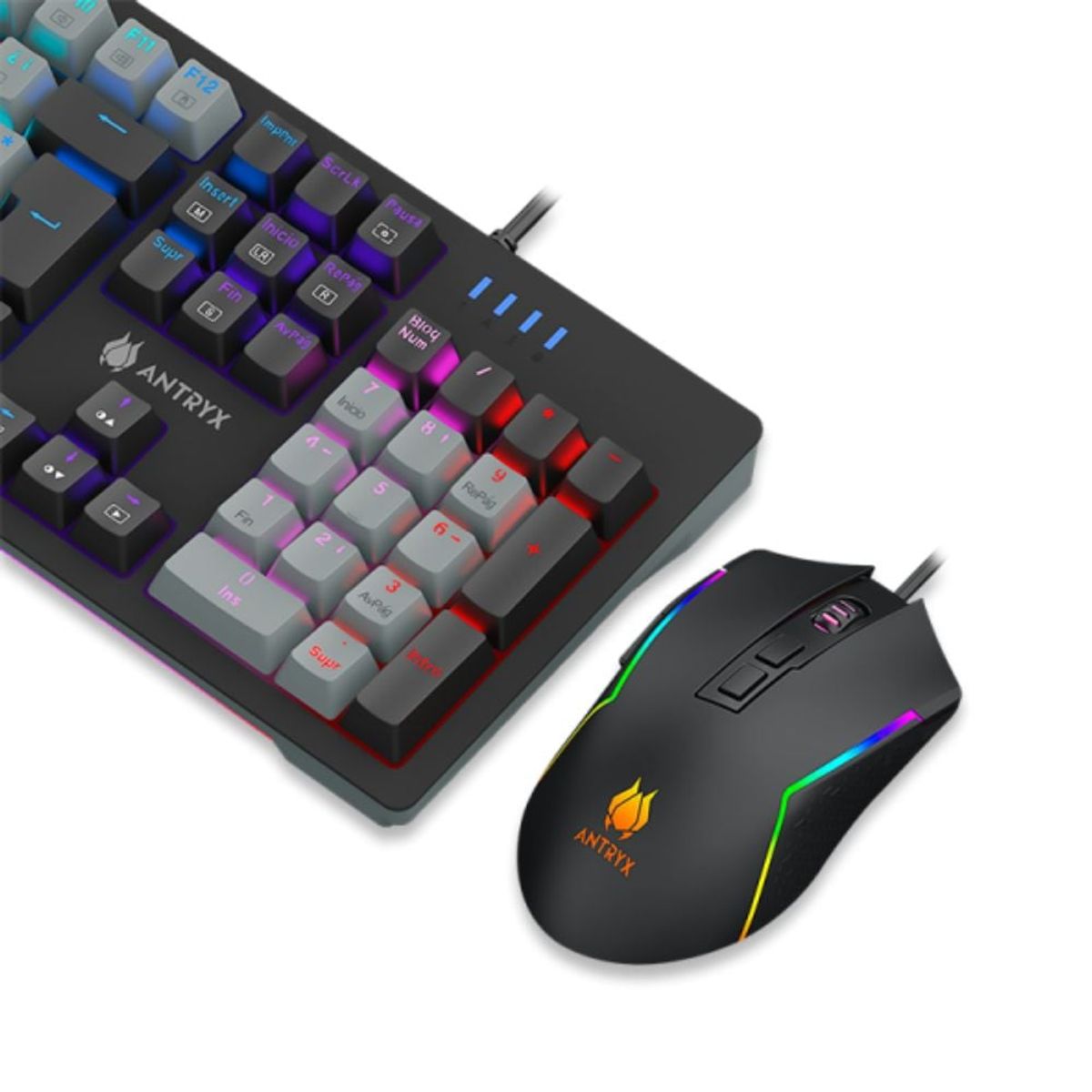 ANTRYX - Kit Antryx Teclado Mecánico y Mouse GC-5600 Negro USB Switch Azul