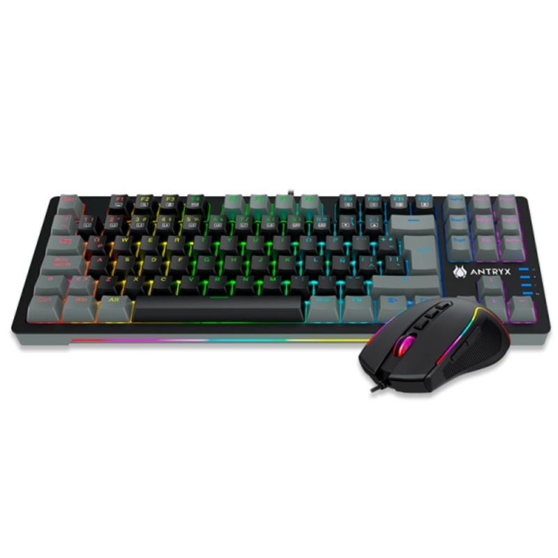 ANTRYX - Kit Antryx Teclado Mecánico y Mouse GC-5500 Negro USB Switch Azul