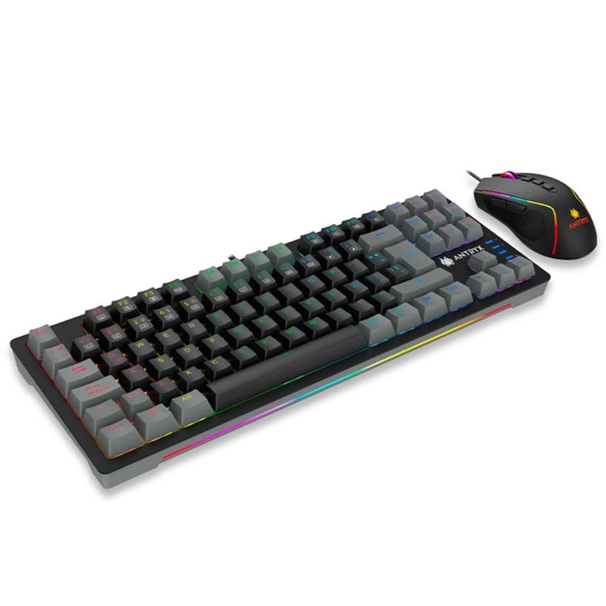 ANTRYX - Kit Antryx Teclado Mecánico y Mouse GC-5500 Negro USB Switch Azul