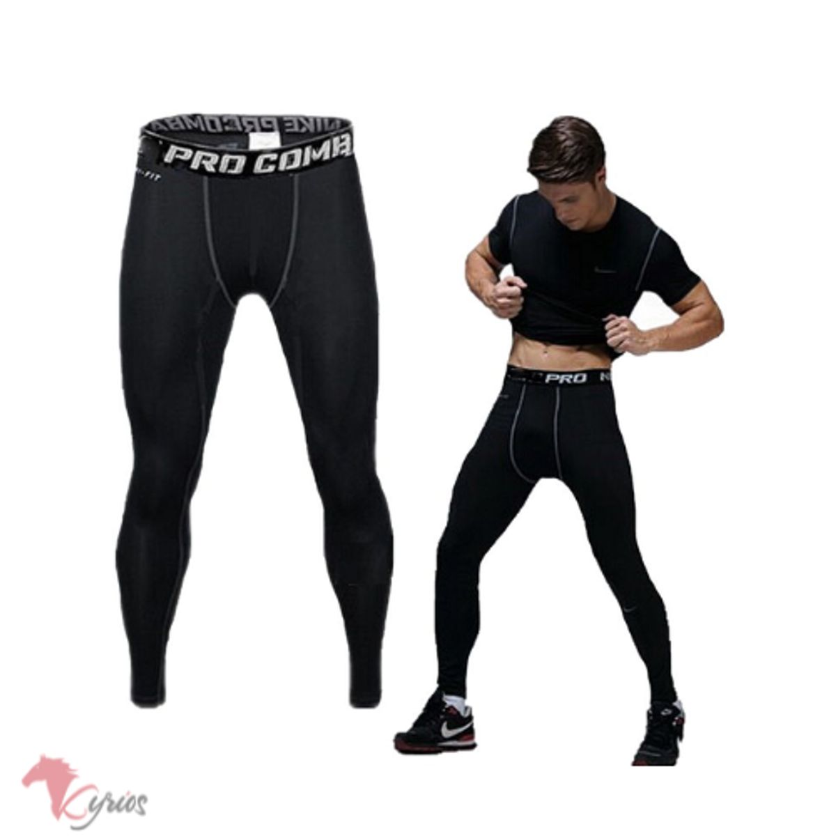 GENERICO - Pantalón Licra Leggin Malla Hombre Negro