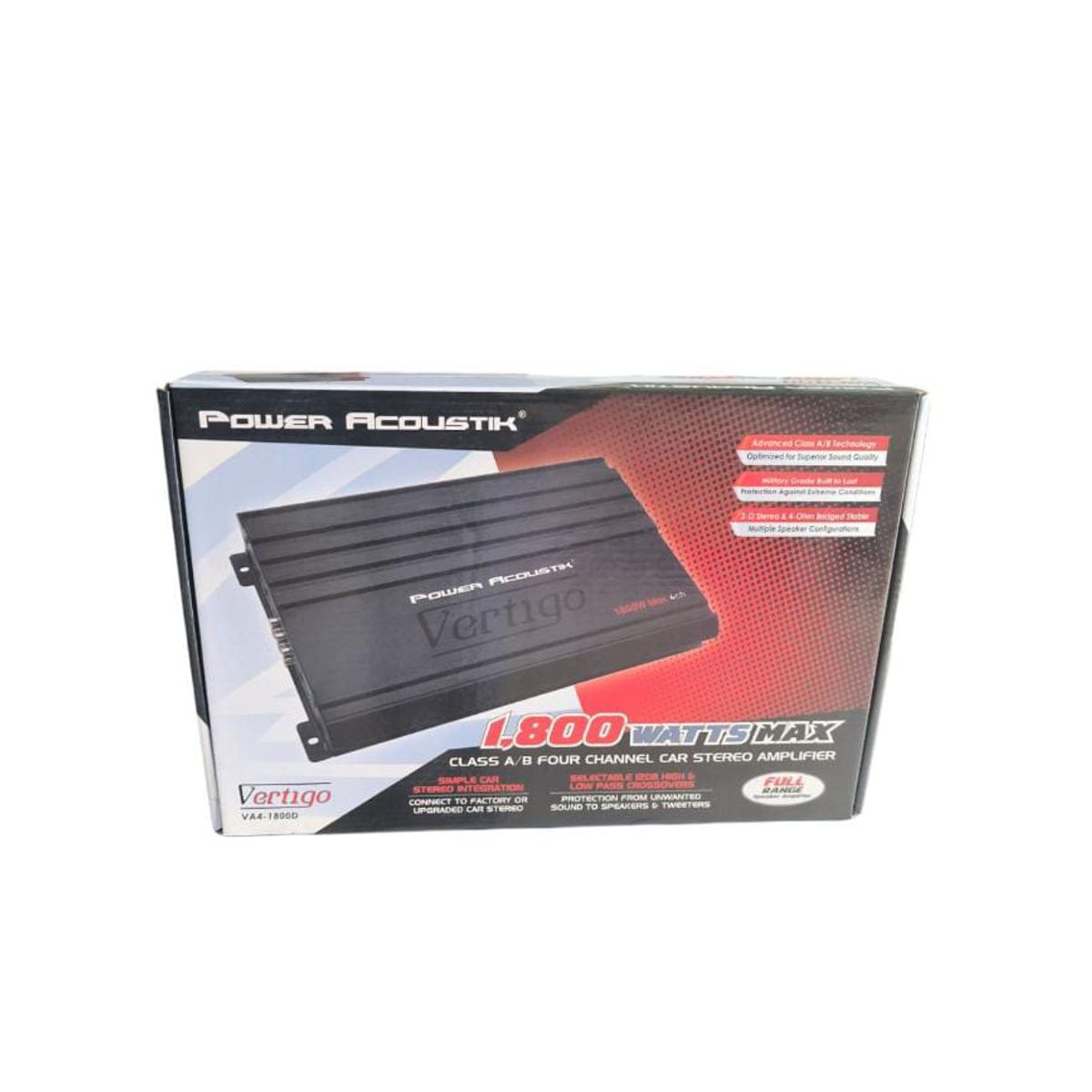 POWER ACOUSTIK - Amplificador Power Acoustik 4 Canales 1800w Clase A/B Serie Vertigo