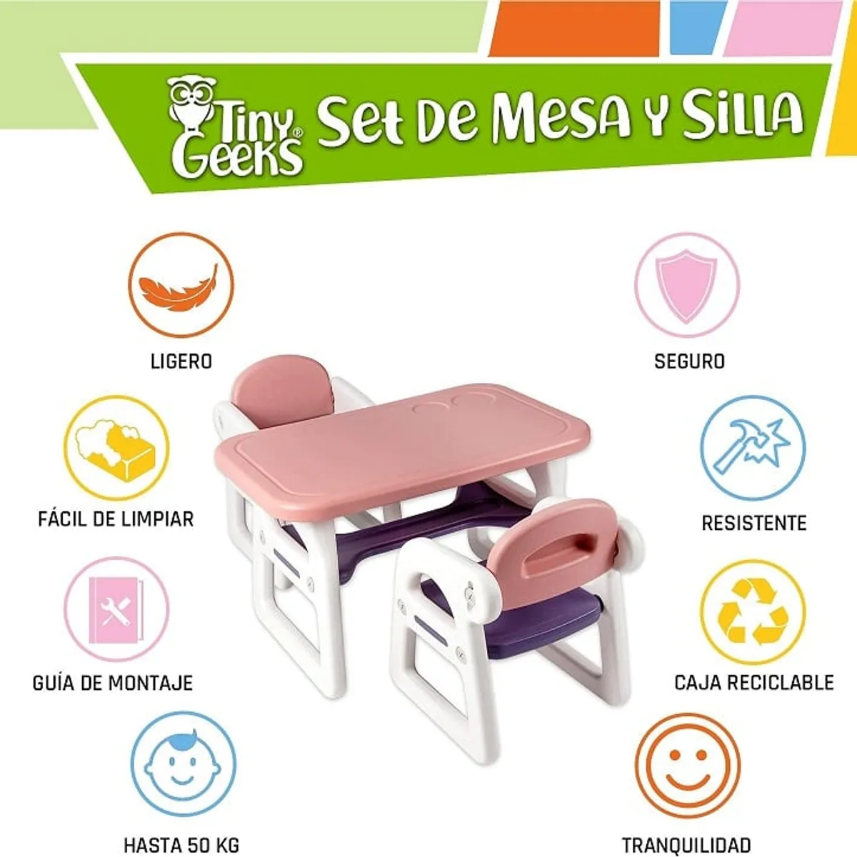 PERU IMPORTACIONES - MESA  PARA NIÑAS ERGONOMICO 1 a 6 años