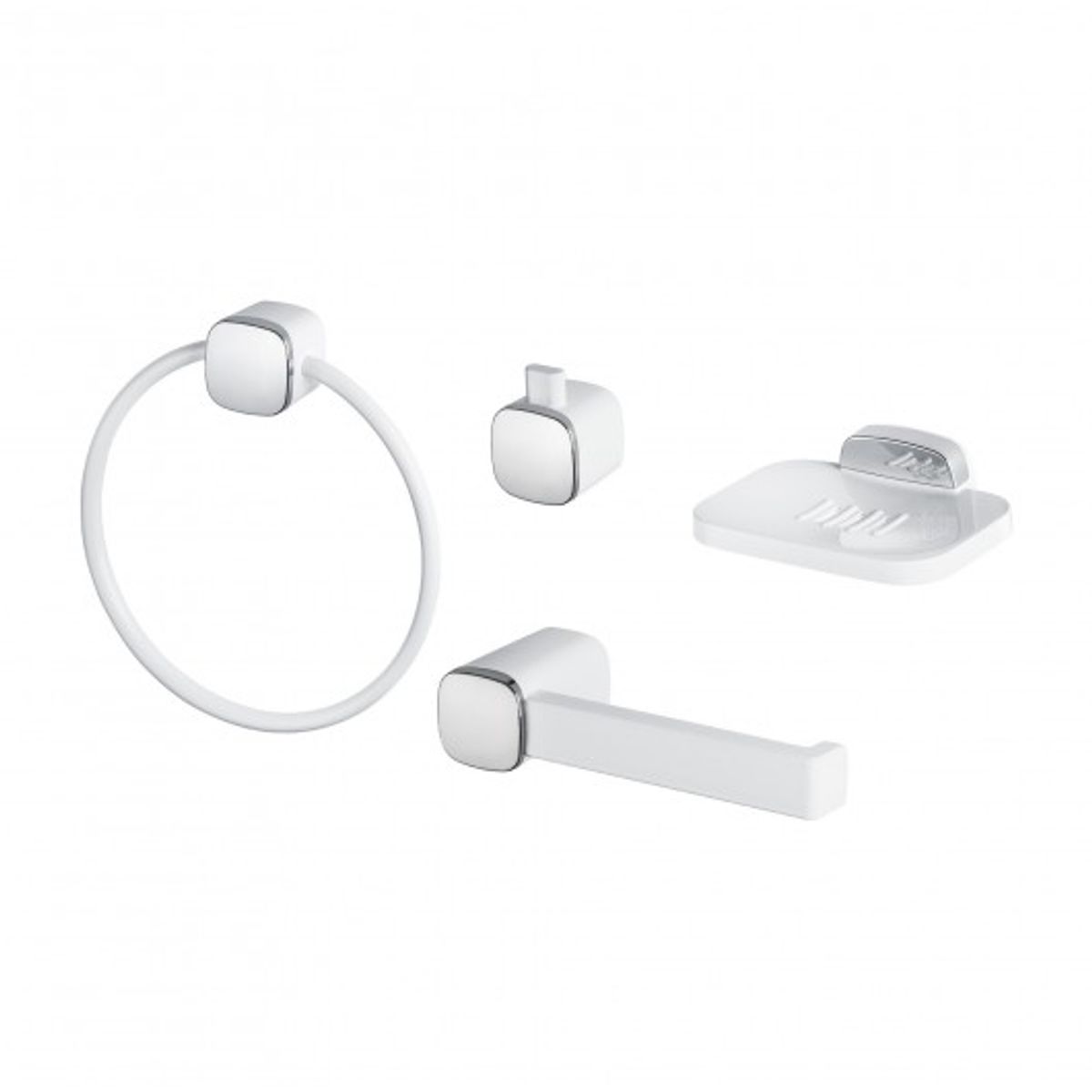 METUSA - Kits de  Accesorios para Baño 4 Piezas Blanco Cromado