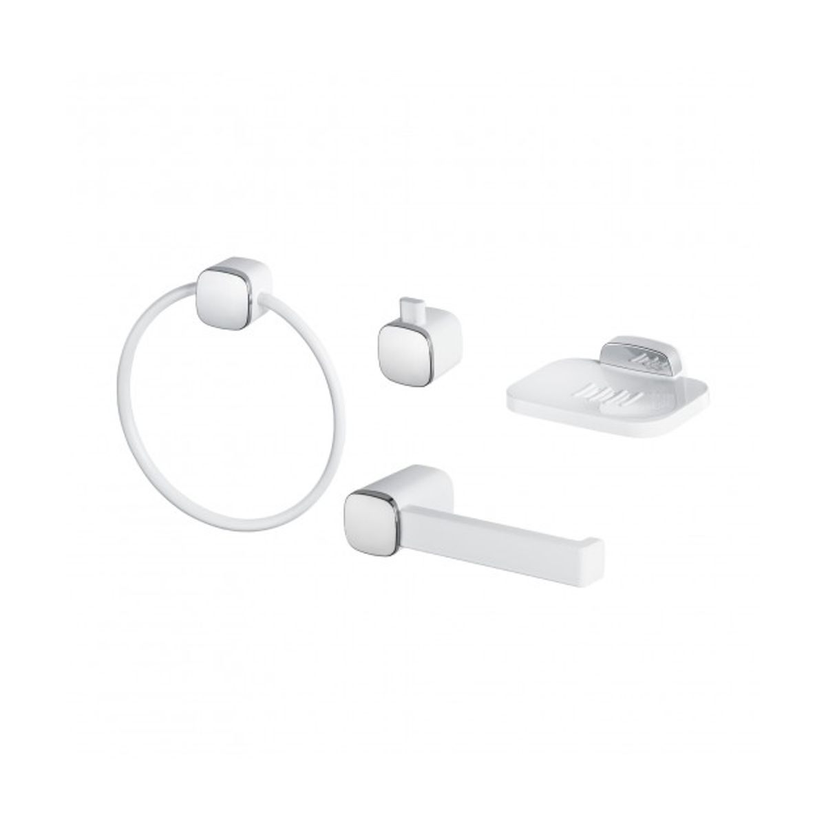 METUSA - Kits de  Accesorios para Baño 4 Piezas Blanco Cromado