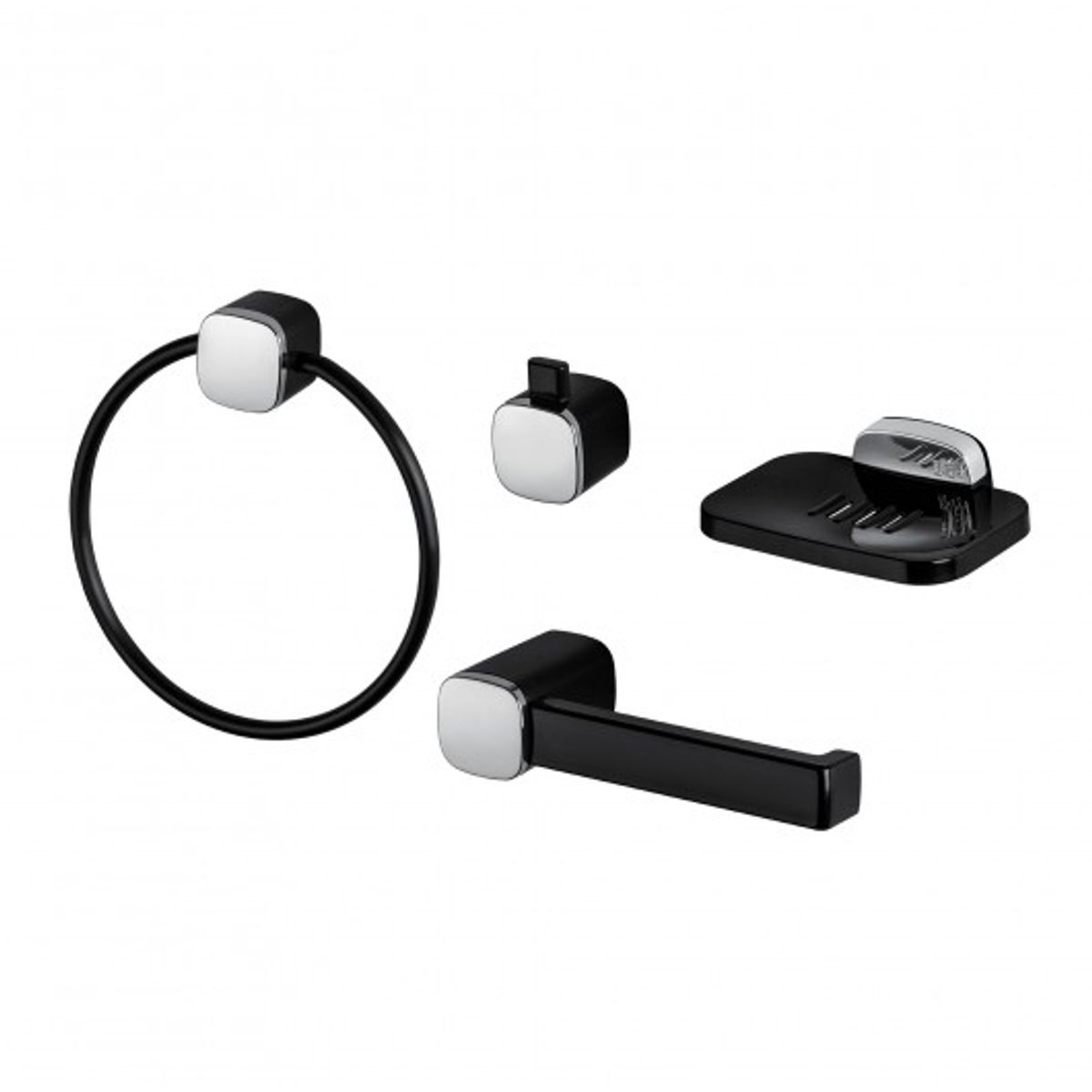 METUSA - Kits de Accesorios para Baño 4 Piezas Negro Cromado