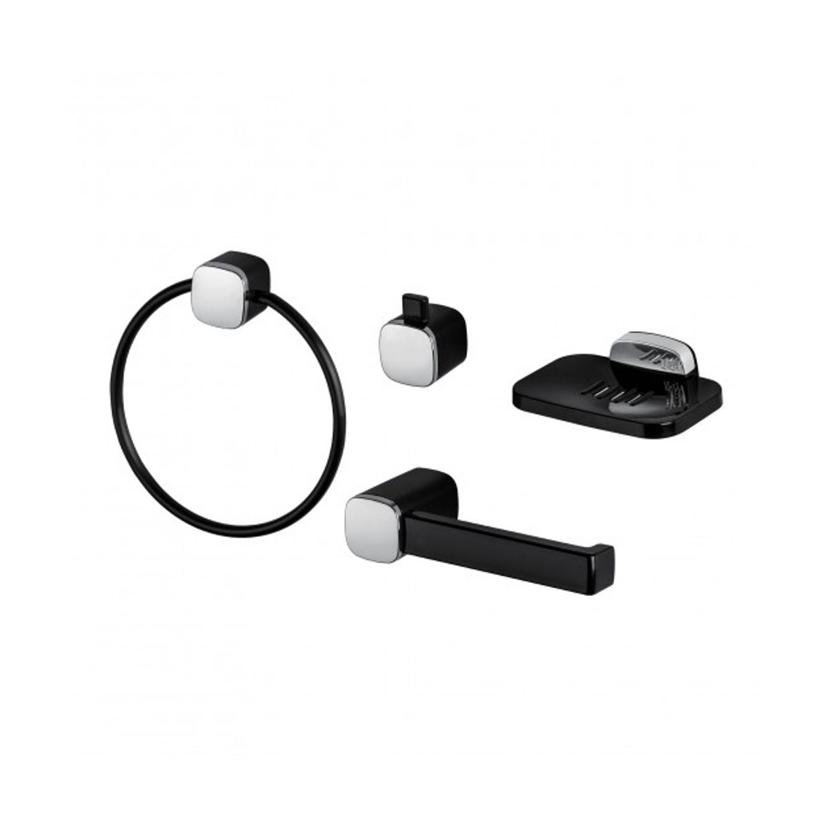 METUSA - Kits de Accesorios para Baño 4 Piezas Negro Cromado