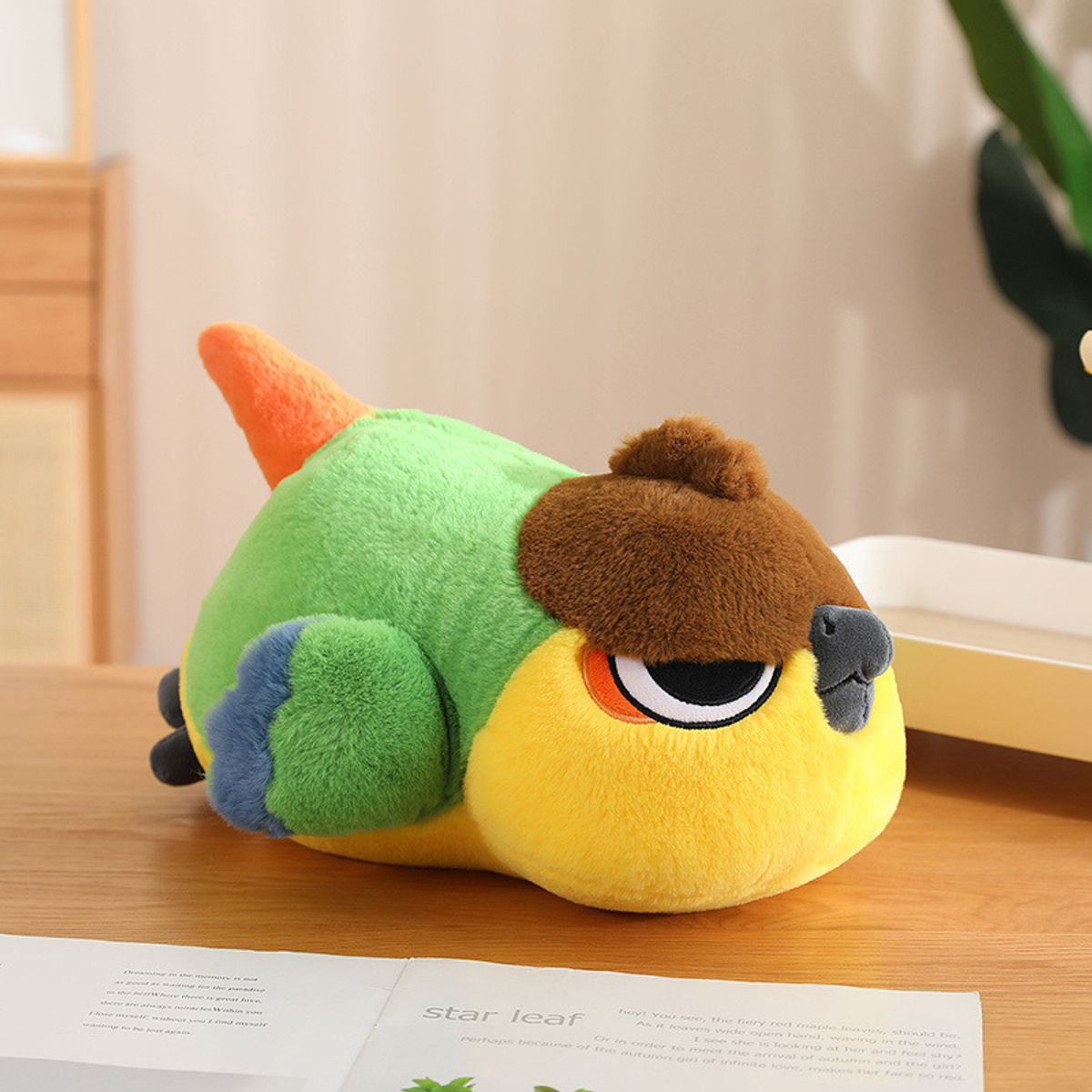 KEKEMI - JUEGUETE DE  PELUCHE  KAWAI BIRD AMARILLO CON VERDE