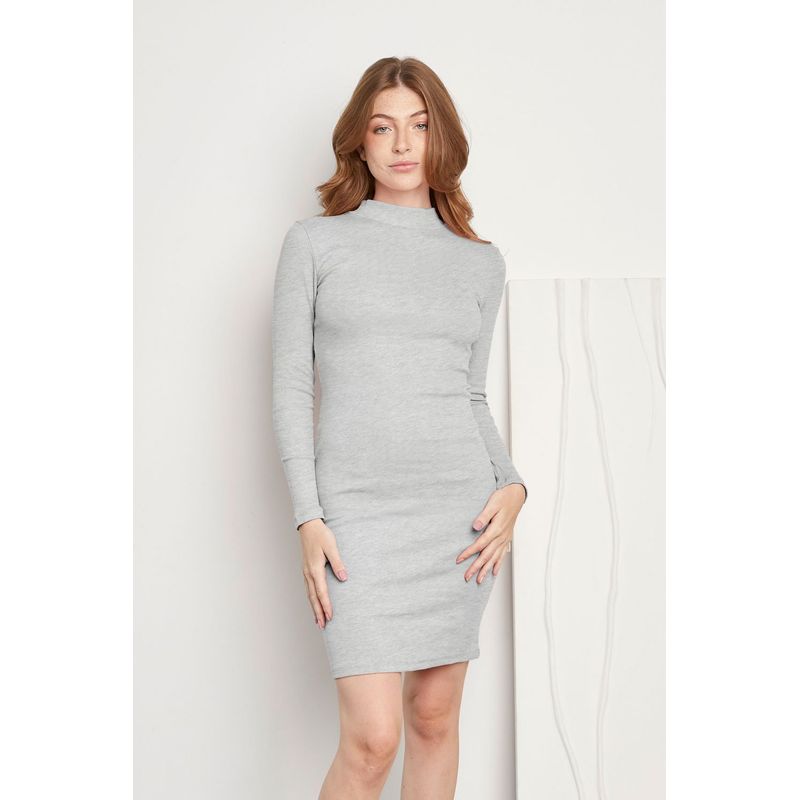 KONING - Vestido Manga Larga Rib Mujer