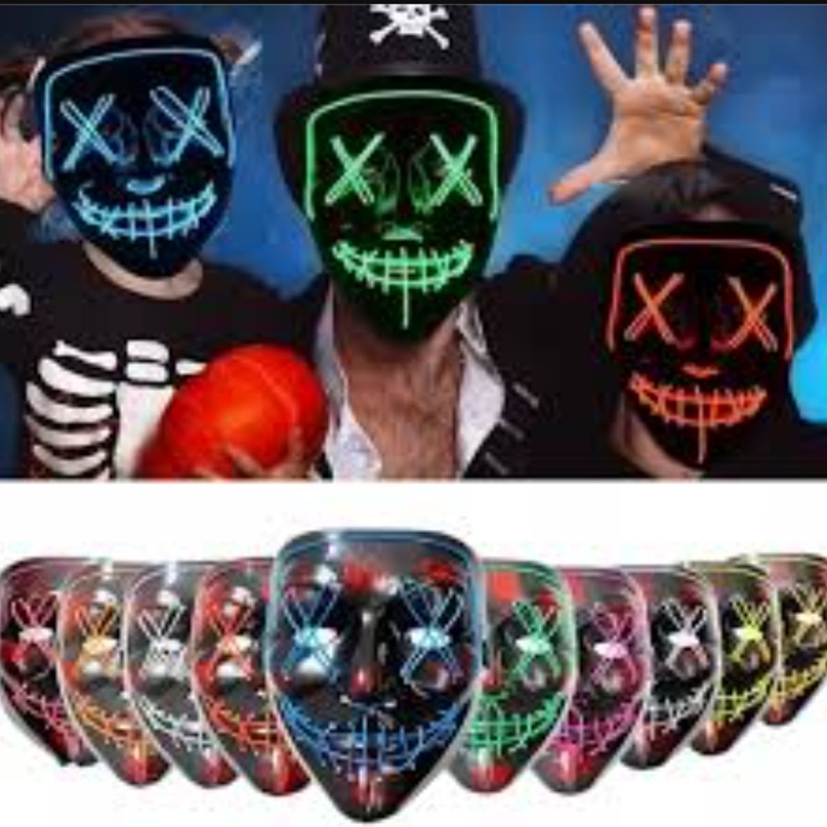 GENERICO - Máscara de purga de Halloween máscara de luz LED