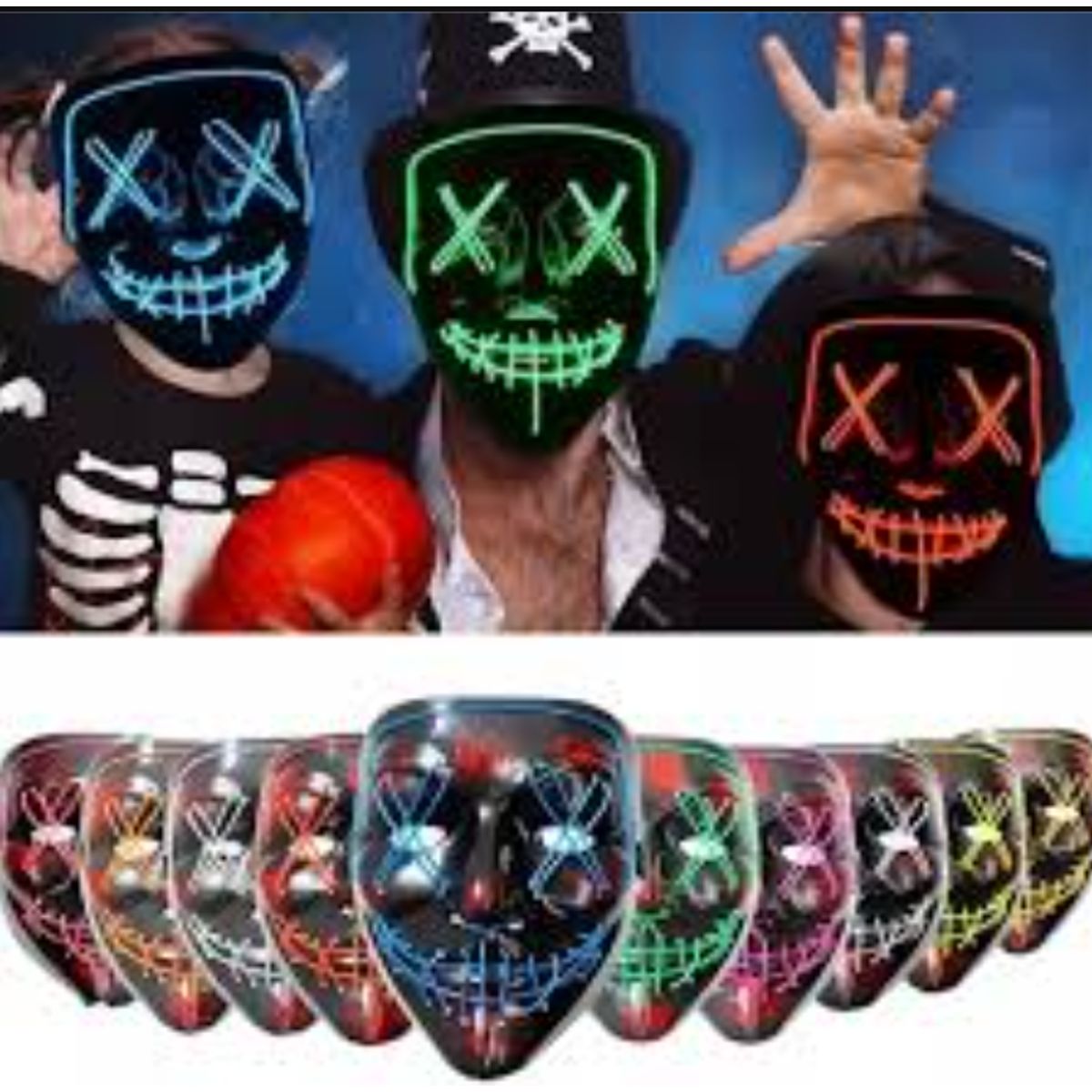 GENERICO - Máscara de purga de Halloween máscara de luz LED