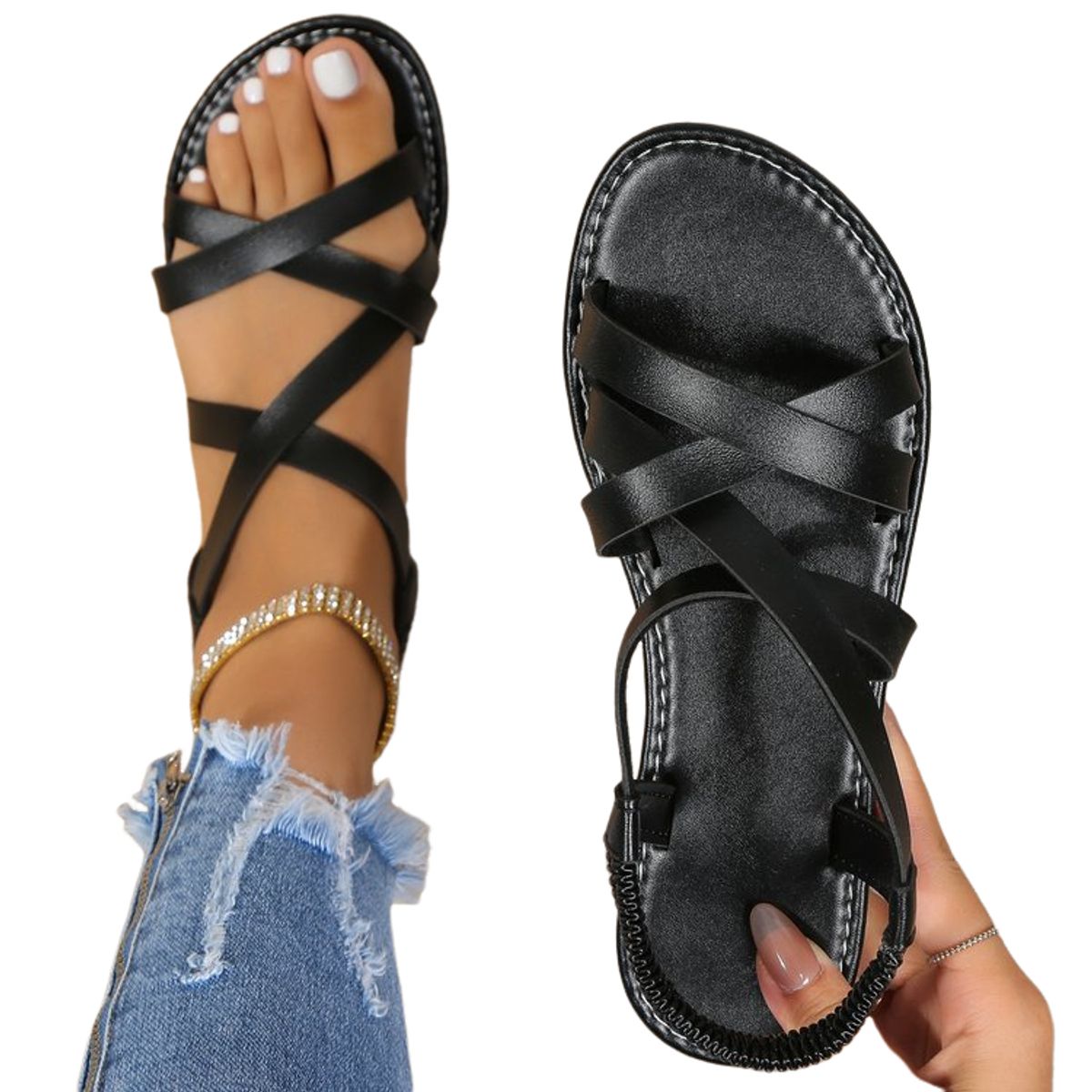 BLWOENS - Zapatos Sandalias de verano para mujeres Zapatilla - Negro