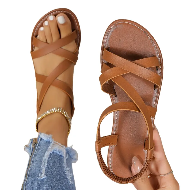 Zapatos Sandalias de verano para mujeres Zapatilla Marrón - Main Image