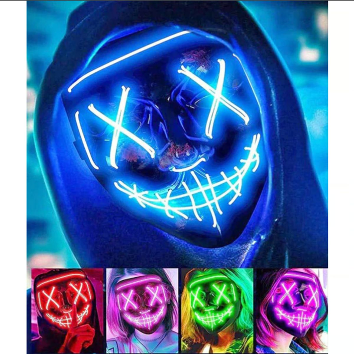 GENERICO - Máscara de purga de Halloween máscara de luz LED