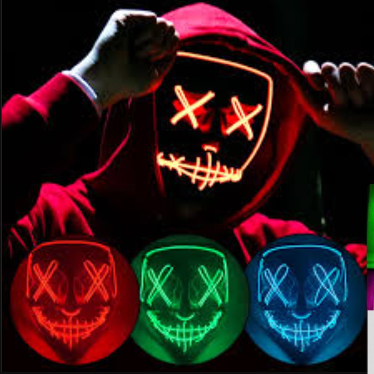 GENERICO - Máscara de purga de Halloween máscara de luz LED