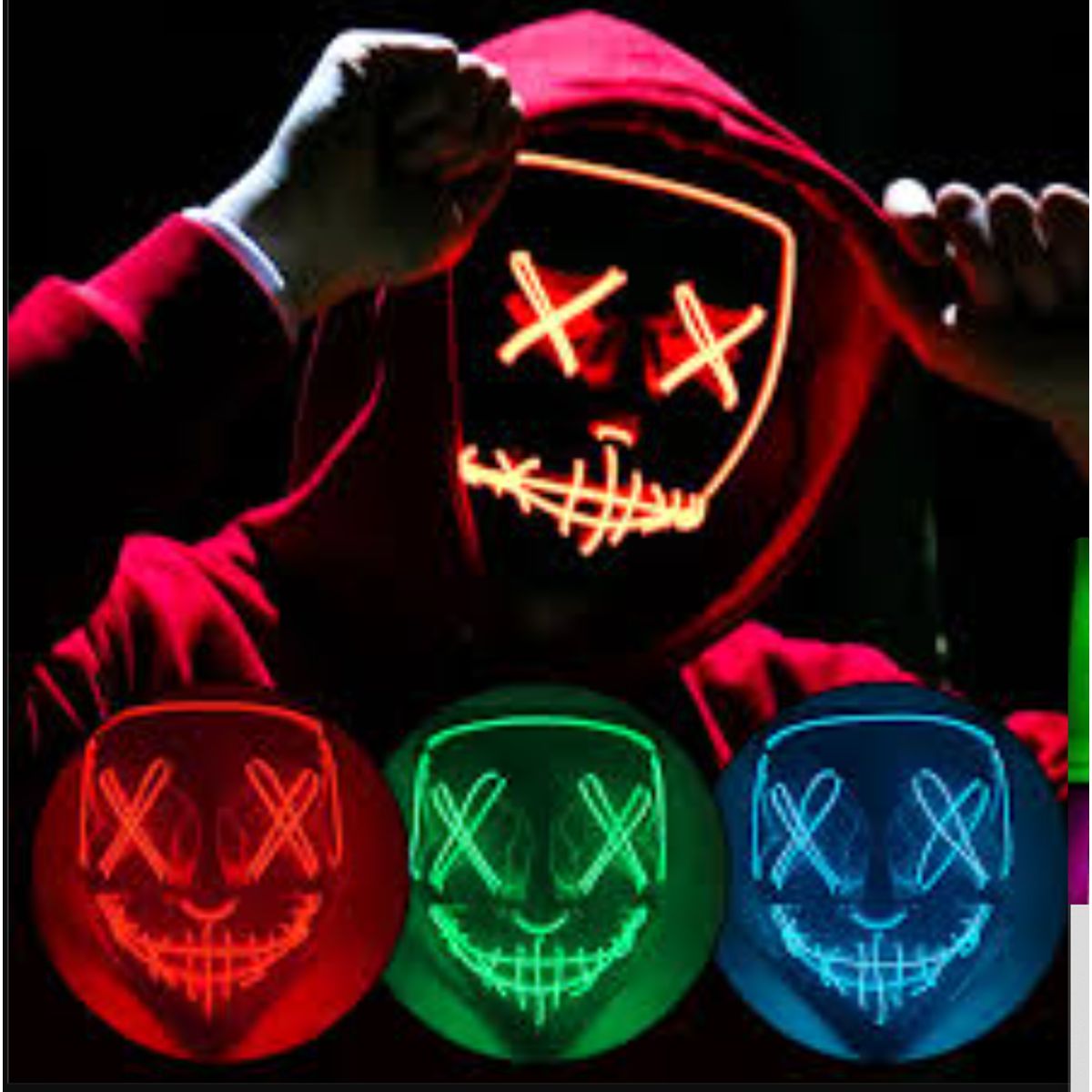 GENERICO - Máscara de purga de Halloween máscara de luz LED