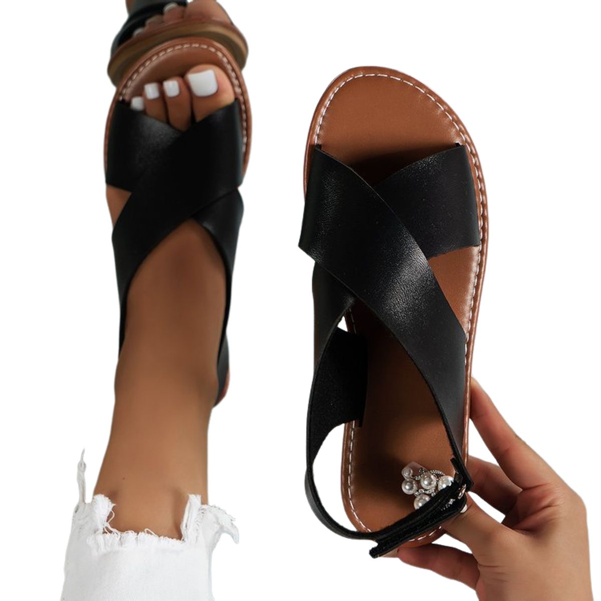 BLWOENS - Zapatos Sandalias de verano para mujeres Zapatilla - Negro