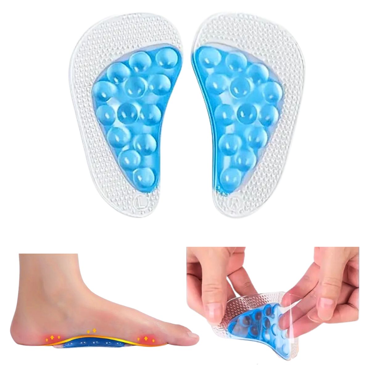 GENERICO - Plantilla almohadilla de gel para arco pie ortopédico