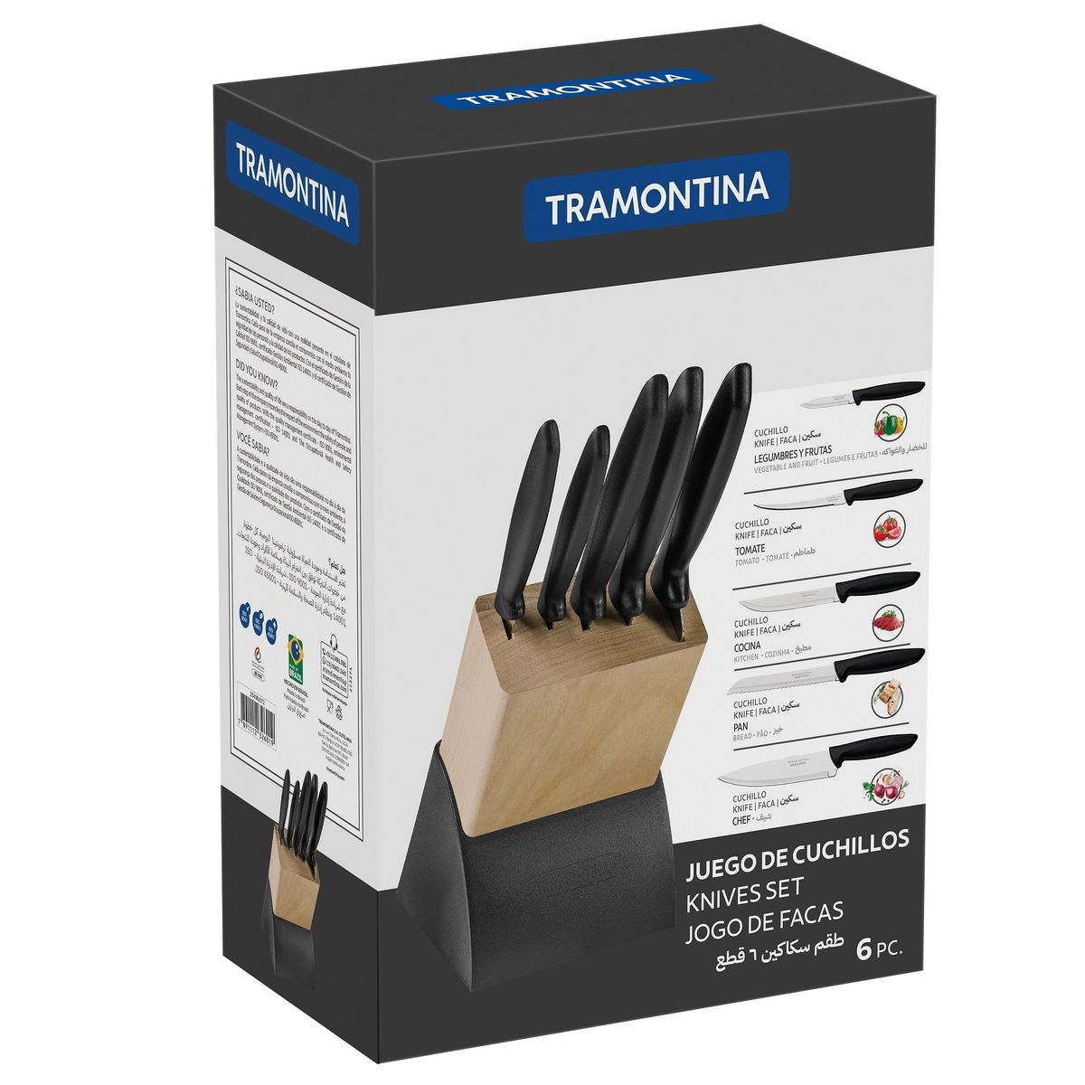 TRAMONTINA - Juego de Cuchillos Tramontina con Base