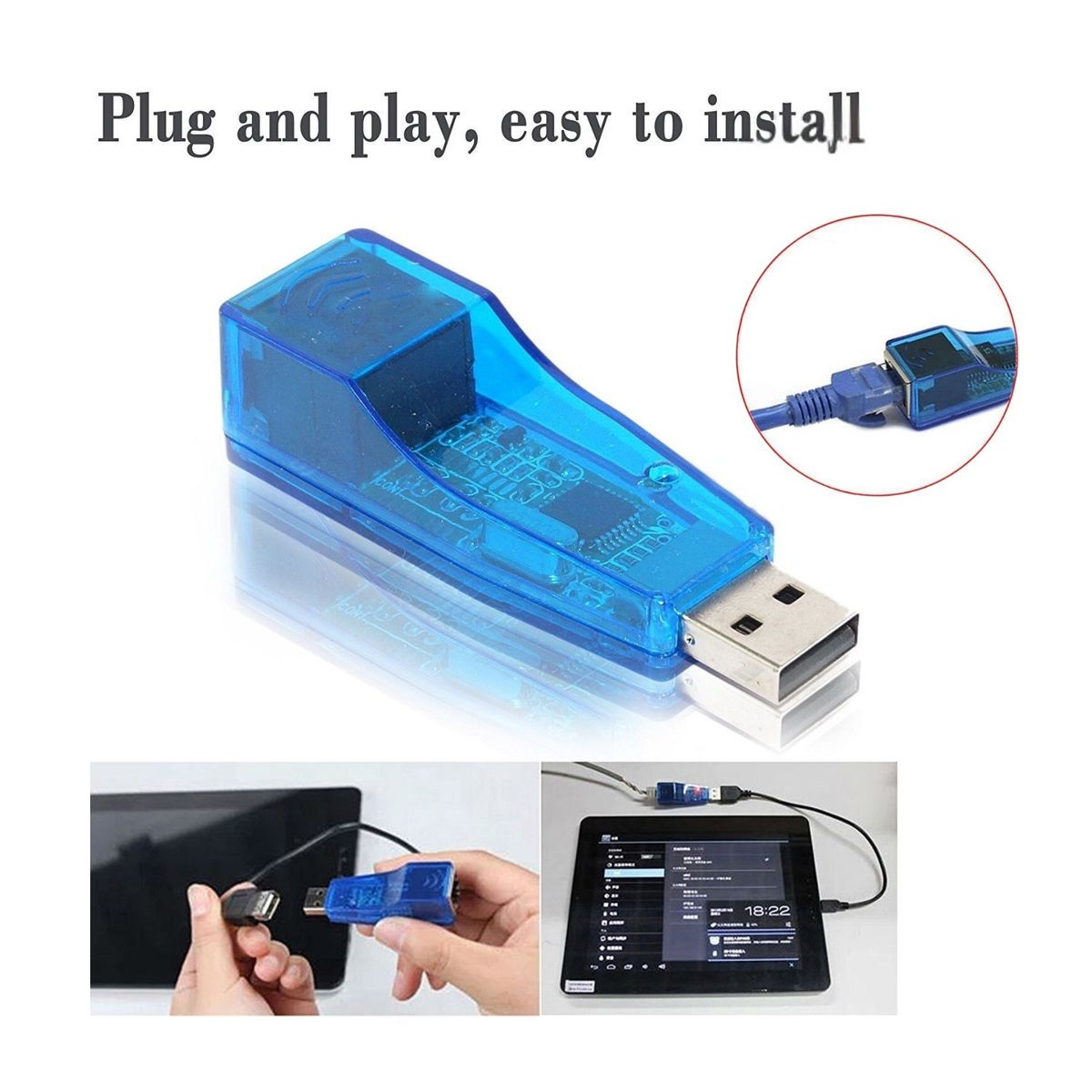 GENERICO - Adaptador ethernet RJ-45 a USB