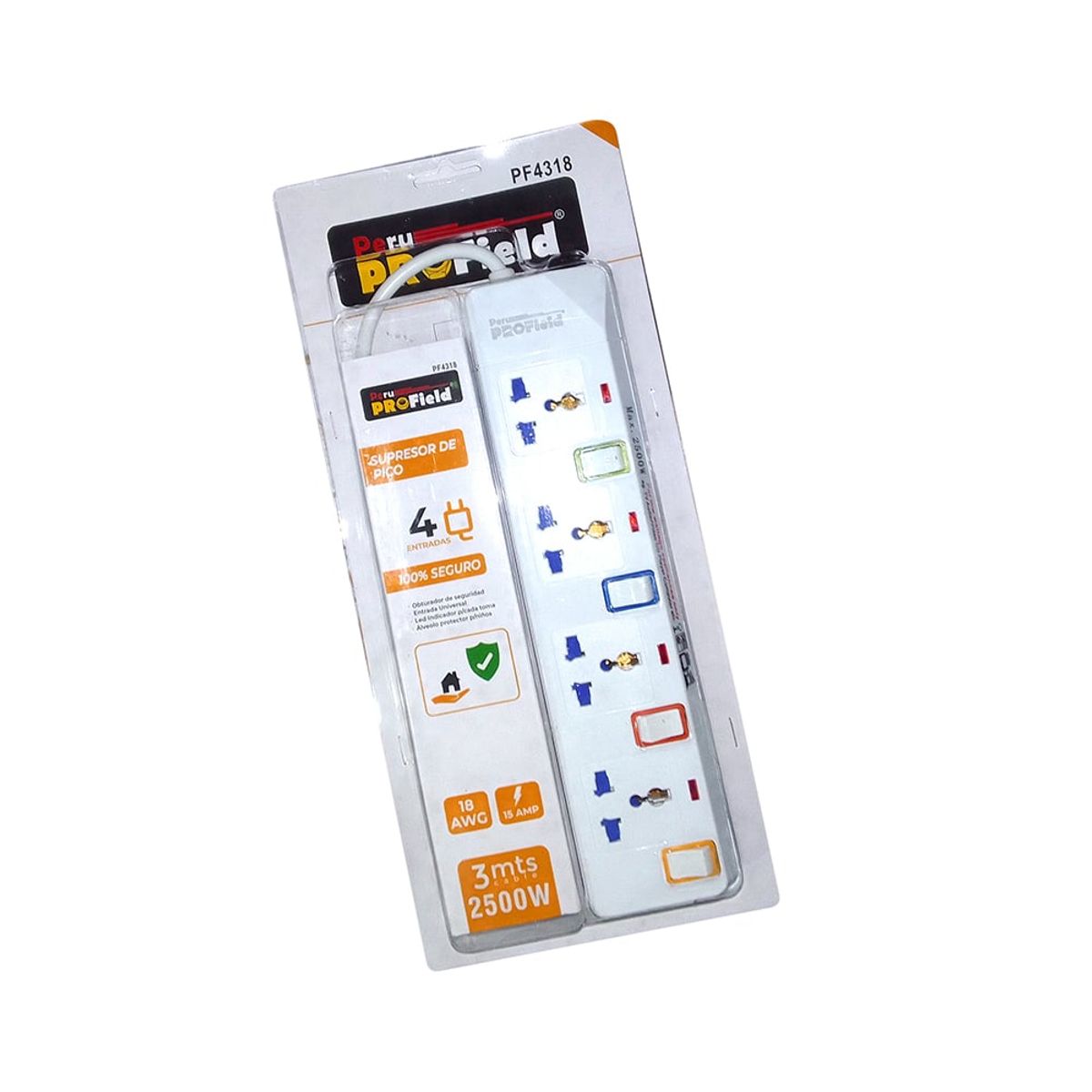 GENERICO - Extensión Supresor de picos - 4 salidas independientes - PROFIELD