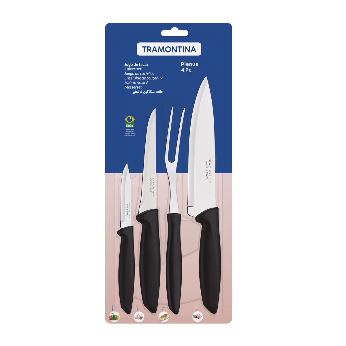 TRAMONTINA - Juego de Cuchillos 4 piezas Acero Inoxidable Tramontina