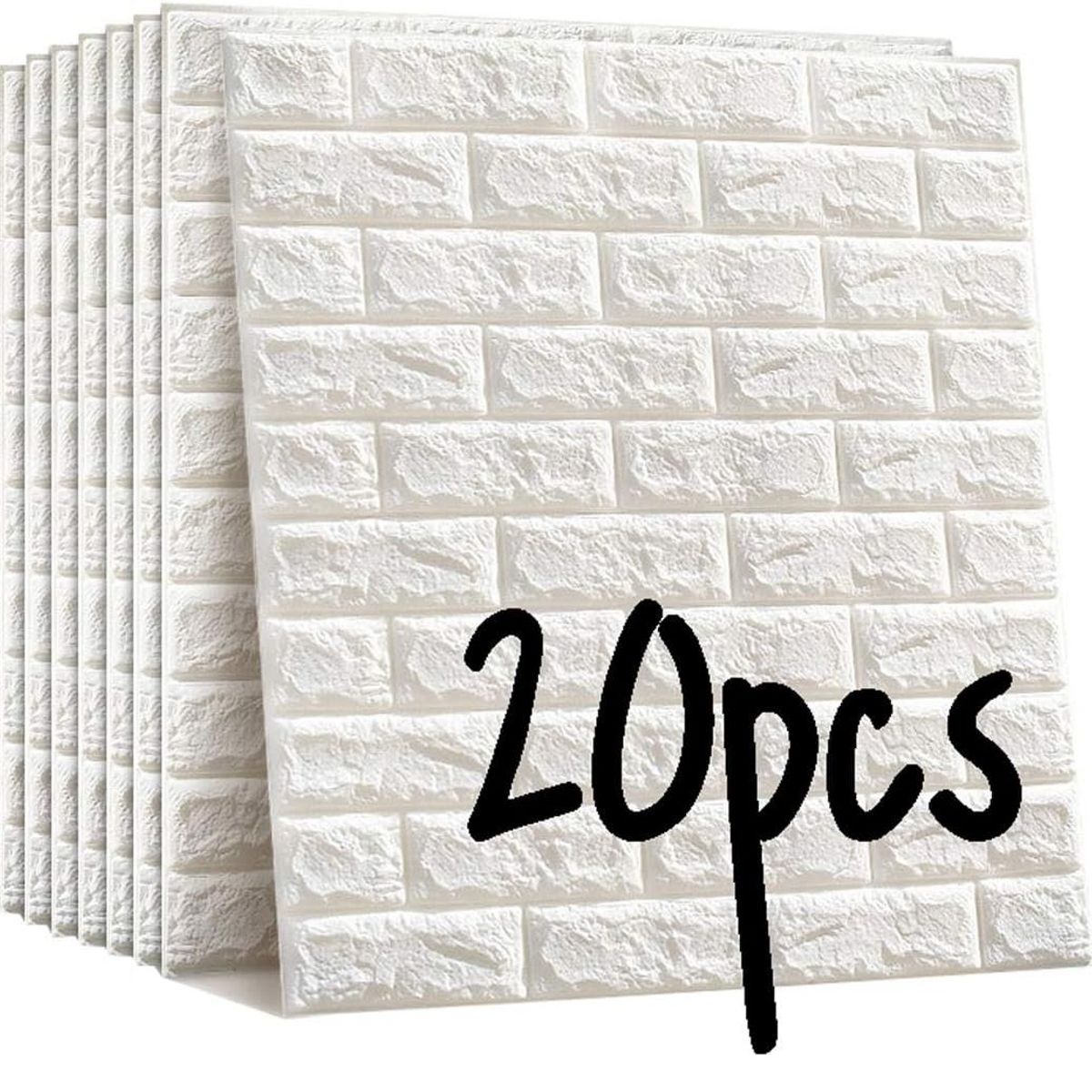 OEM - Papel Tapiz Autoadhesivo Decoración 3D Ladrillo Blanco 20 Pcs