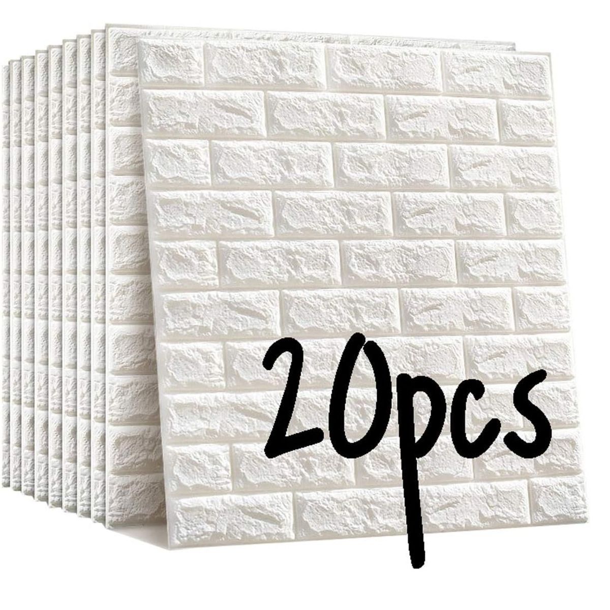 OEM - Papel Tapiz Autoadhesivo Decoración 3D Ladrillo Blanco 20 Pcs
