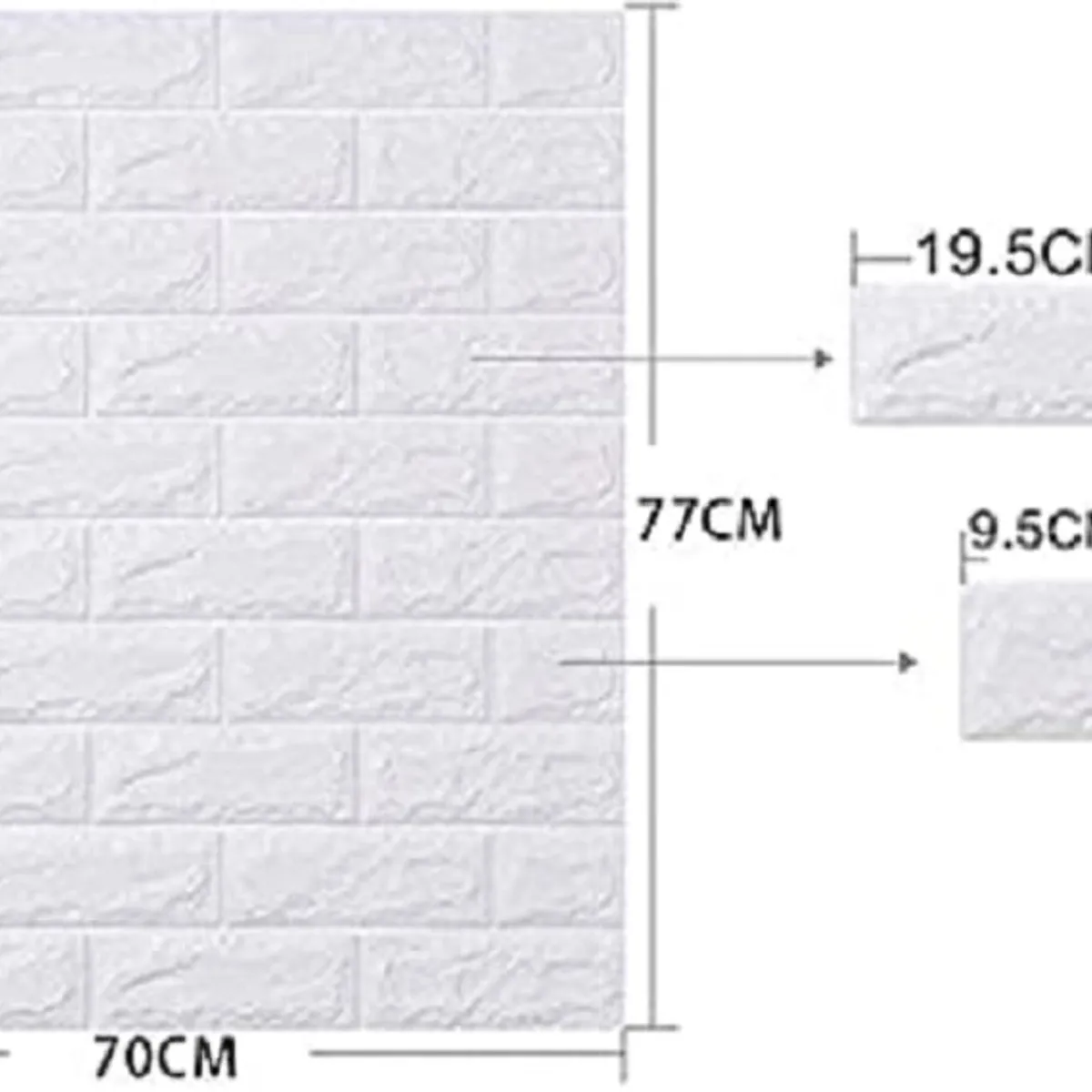 OEM - Papel Tapiz Autoadhesivo Decoración 3D Ladrillo Blanco 20 Pcs