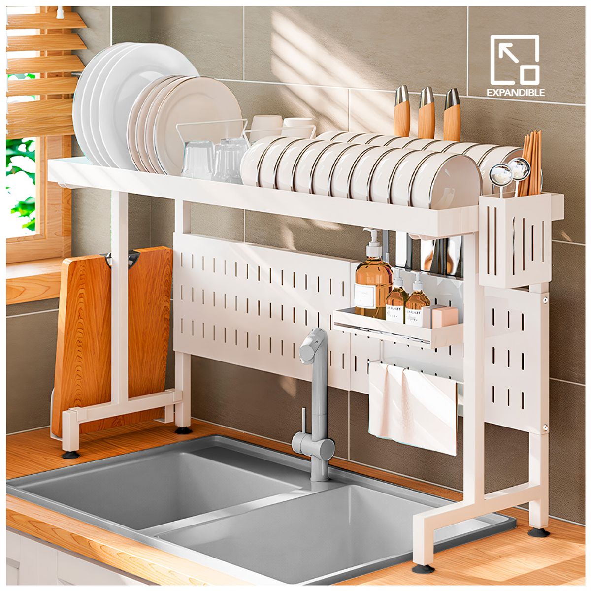 KELLER - Escurridor de Platos Expandible 54-88 cm Elegante de Acero EC7