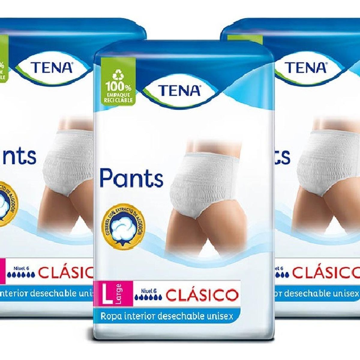 TENA - Ropa interior adultos tena pants clásico talla l 8un pack x3